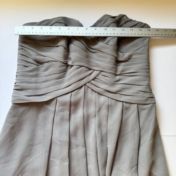 NWT David's Bridal F14847 Short Crinkle Chiffon Dress Front Cascade Mercury 10 - Picture 8 of 14